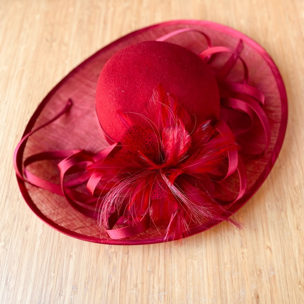 Red derby hat